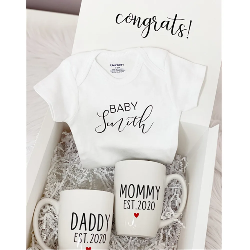 Mom Dad Mug Set  Gift Box For Parents To Be Baby Shower Gift And Announcement Pregnancy Gift Box