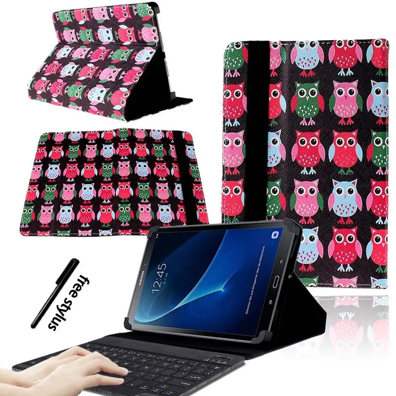 Black Owls KK&LL для samsung Galaxy Tab A A6 10,1 T580 T585()-кожаный чехол-подставка для планшета+ bluetooth-клавиатура - Цвет: Black Owls
