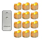 Упаковка из 12 беспламенных декоративных светодиодных свечей с дистанционным управлением, работающих от батарейки, Электронная свеча для Хэллоуина