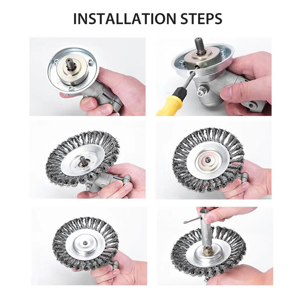 

6 Inch 8 Inch Grass Trimmer Head Steel Wire Trimming Head Rusting Brush Cutter Mower Wire Weeding Head for Lawn Mower