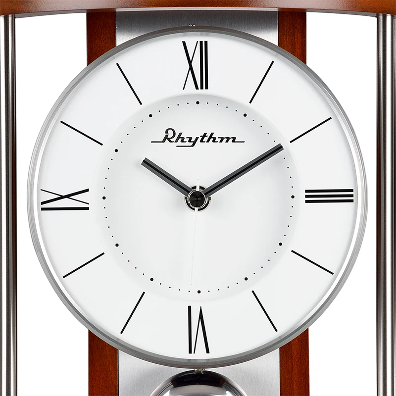 Современные настольные часы RHYTHM высококачественные коричневые из массива