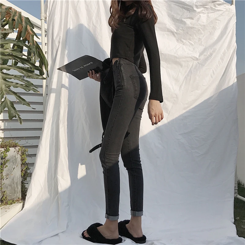 Винтажные женские джинсы с боковой молнией и высокой талией 2019 | Женская одежда