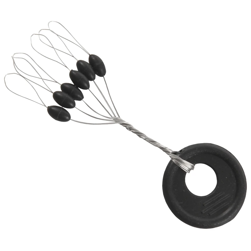 10 шт 6 в 1 черная резиновая овальная Стопорная бусина кольцо стопор рыболовного