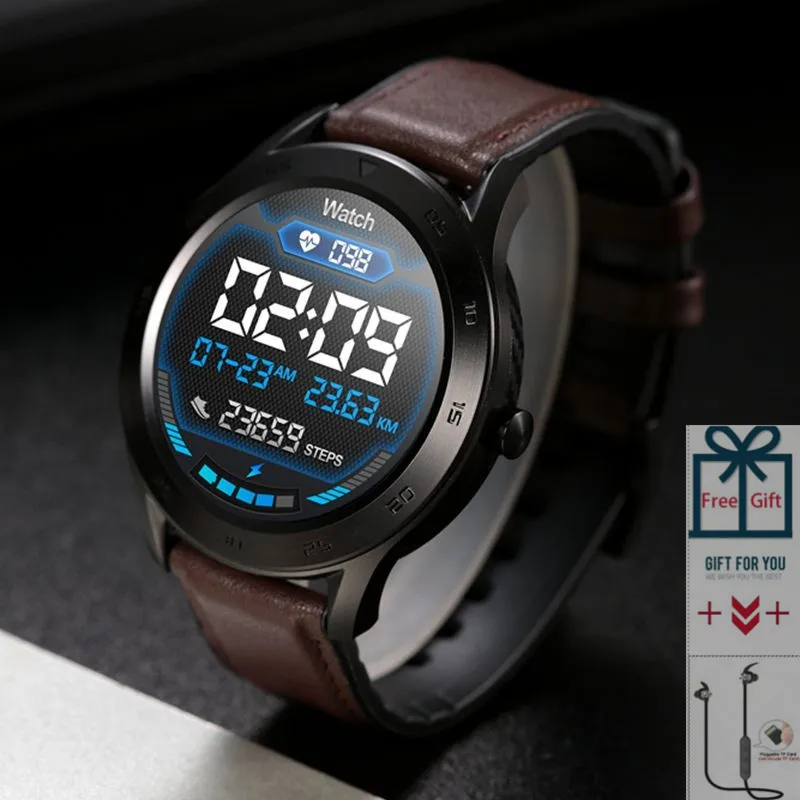 Brown 2 Мужские Смарт-часы IP68 Водонепроницаемые 1,3 Полный Круглый HD экран ECG Обнаружение Сменные циферблаты Женский Браслет фитнес-трекер Браслет - Цвет: Brown 2