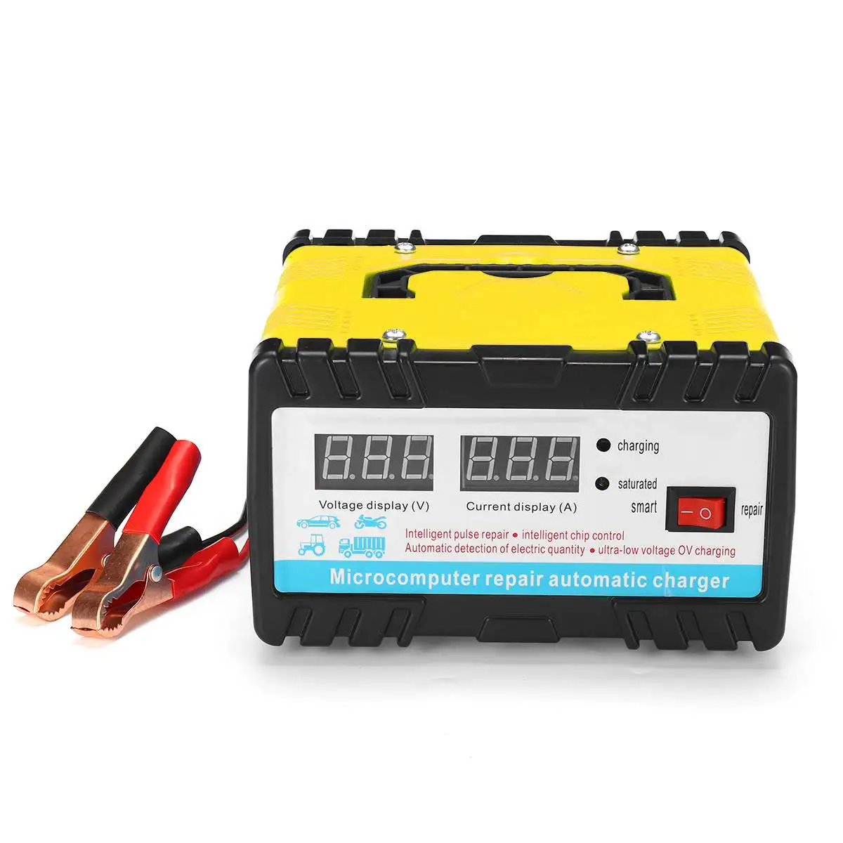 Автоматический 12V/24V автомобиль хранения Батарея Зарядное устройство ЖК-дисплей