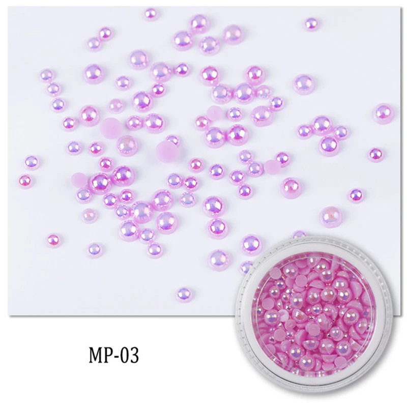 Colours Semicircular Pearl Mixed Size Nail Studs Manicure Nail Art Decorations 1 Box