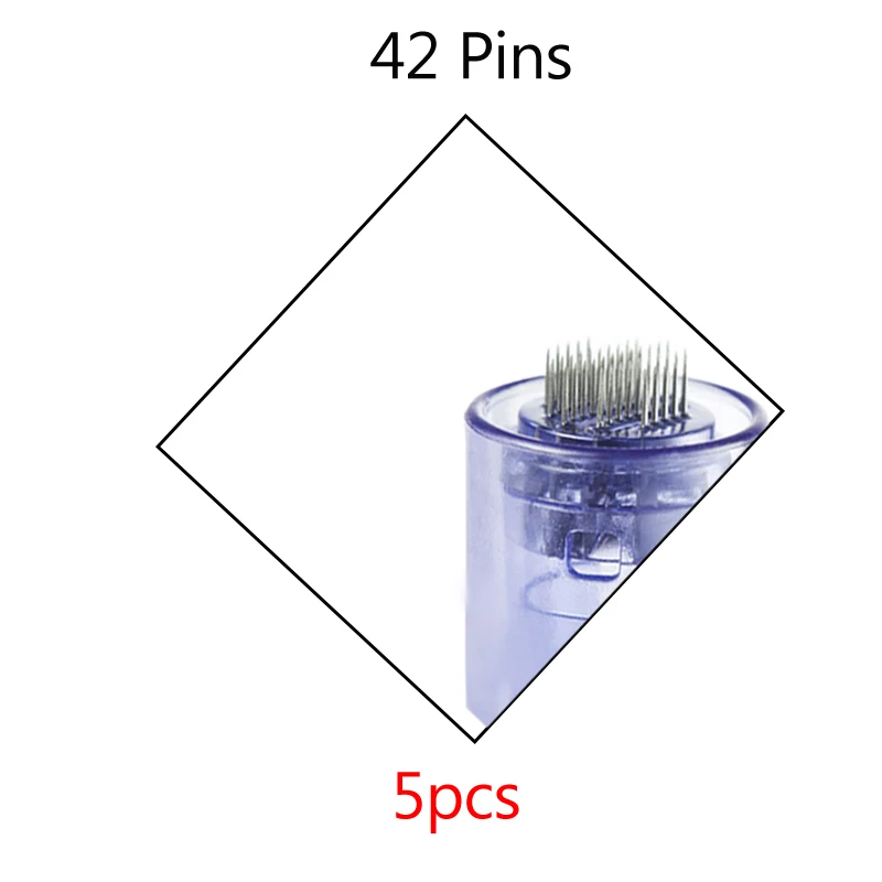 5pcs 42PIN needle Профессиональный массажер с микроиглами Meso ручка без игл портативный жизненный инъекции кислоты воды ручной кожи инжекторный пистолет - Цвет: 5pcs 42PIN needle