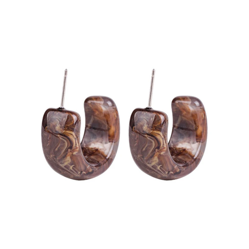 Винтаж Малый Корея простой дизайн с канифоль обруч акриловые серьги для женщин