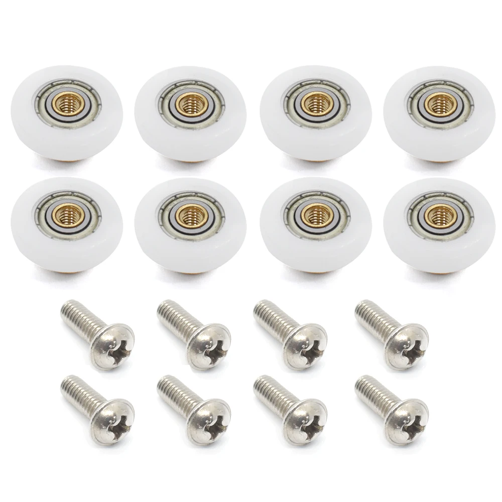 

1set /8pcs Shower Room Pulley Bathroom Sliding Glass Door Wheels Nylon Copper Roller Hanging Round Bearing Hardware Decoration