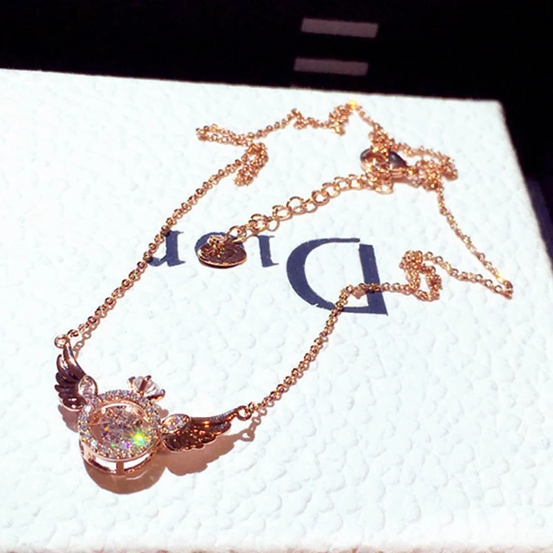 Подвеска в виде крыльев Ангела стразы розовое золото | Украшения и аксессуары