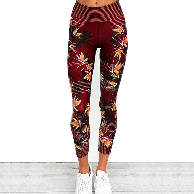 Yoga Leggings High Waist Fitness Legging Sport Women Hips Pants Quick-Drying Breathable Blue Printed | Спорт и развлечения