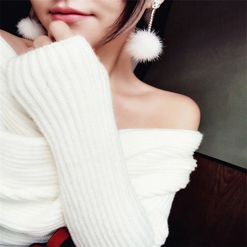 1 пара длинные серьги-подвески из мягкого кроличьего меха | Украшения и