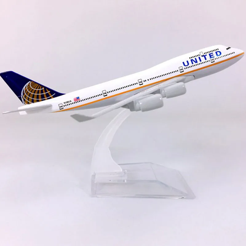 16 см литой под давлением самолет 1/400 Boeing B747-400 модель Юнайтед эйрлайнс с базовым