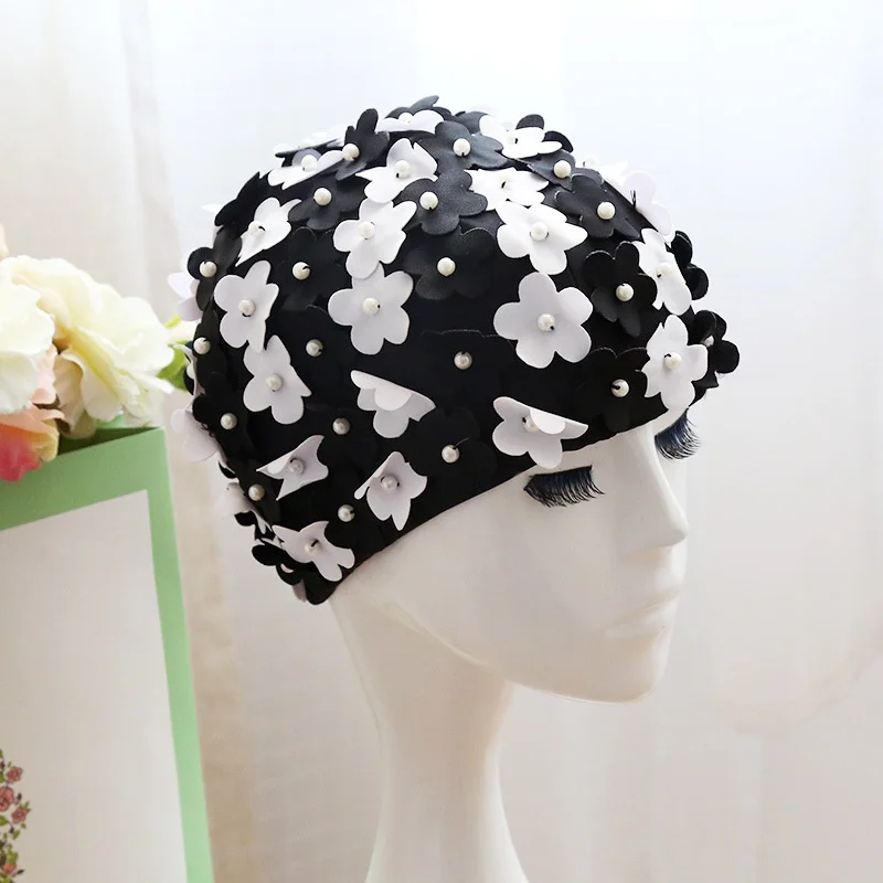 

Fashion Women Daisy Flower Pattern Bath Hat Printing Bonnet Nightcap Double Layer Ruched Head Wrap Elastic Sleep Cap