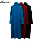 Женское трикотажное платье-макси с высоким воротником, размеры 6xl 7xl 8xl 9xl 10xl