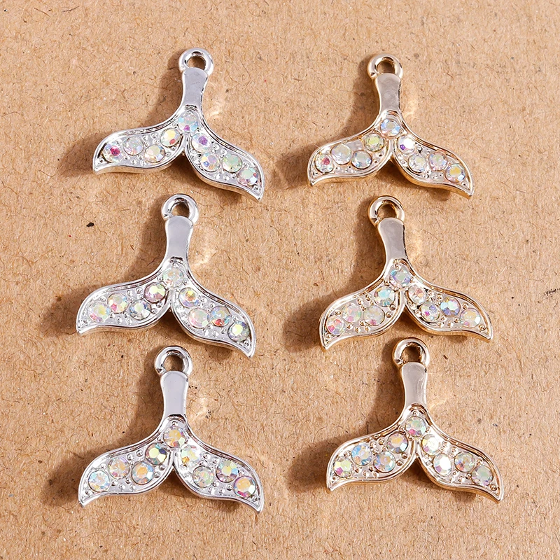 

10pcs 20*19mm Crystal Fish Tail Charms for Jewelry Making Cute Drop Earrings Pendant Necklace Keychain DIY Handmade Craft Supply