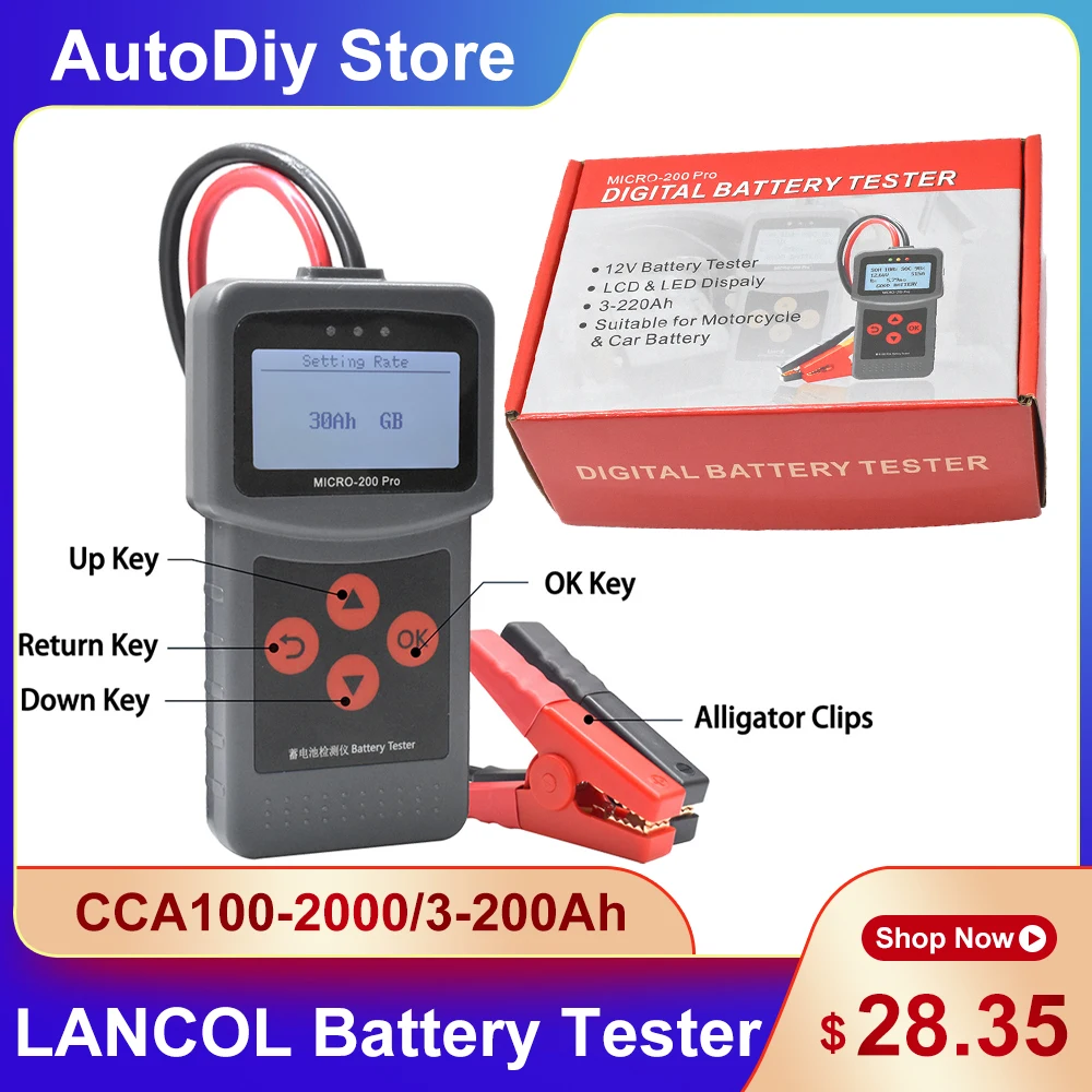 Новейшая модель LANCOL MICRO-200 Pro 12V Мотоциклетные батареи тестер CCA100-2000/3-200Ah