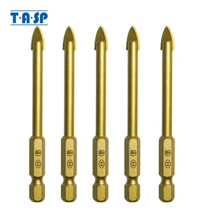 Набор сверл TASP для керамической плитки, 5 шт., 6 мм, с титановым покрытием, с шестигранным хвостовиком 14 дюйма, аксессуары для электроинструментов