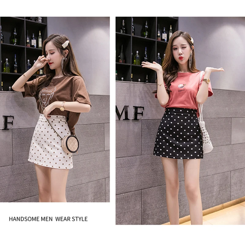 

Ladies Polka Dot Skirt Summer Mini Korean Casual High Waist Sexy A-Line Retro Cute Girl Party Y2K