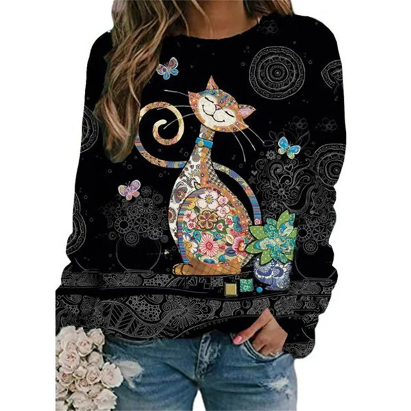 

Женская футболка весна-осень 2021 Европейская и американская креативная 3D печать с длинным рукавом и круглым вырезом пикантная Повседневная ...