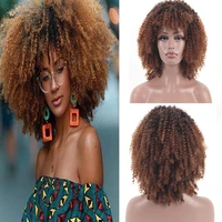 amir afro kinky curly wigs short hair curly wig forr women black synthetic wig with bangs ombre glueless cosplay wigs