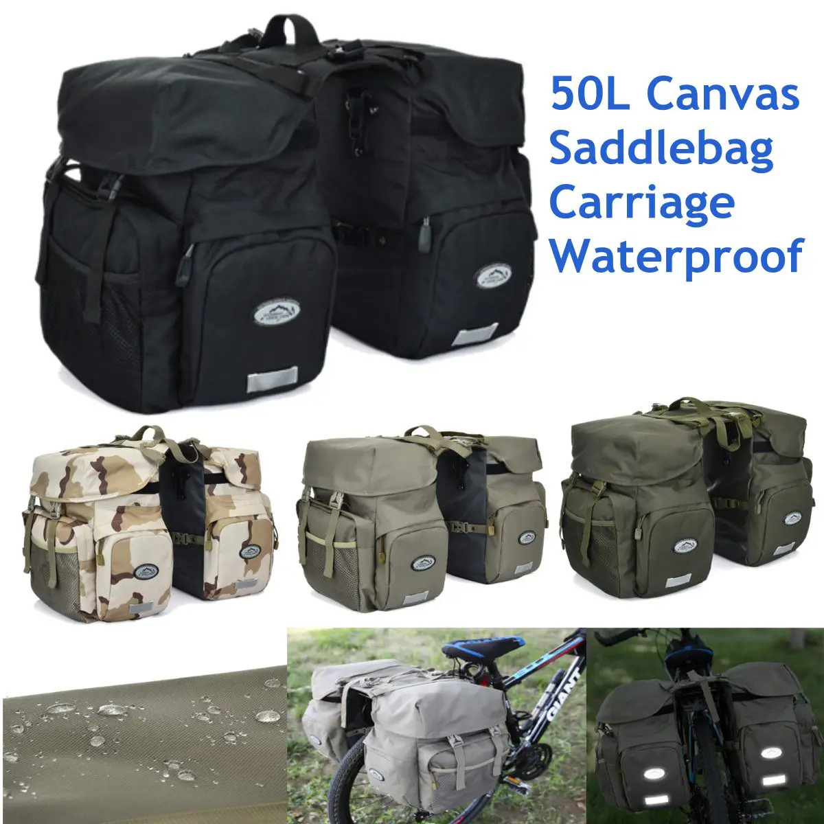 

Универсальные мотоциклетные велосипедные сумки на 50 л, задняя Боковая Сумка, багажник для путешествий, Водонепроницаемые Сумки из искусств...