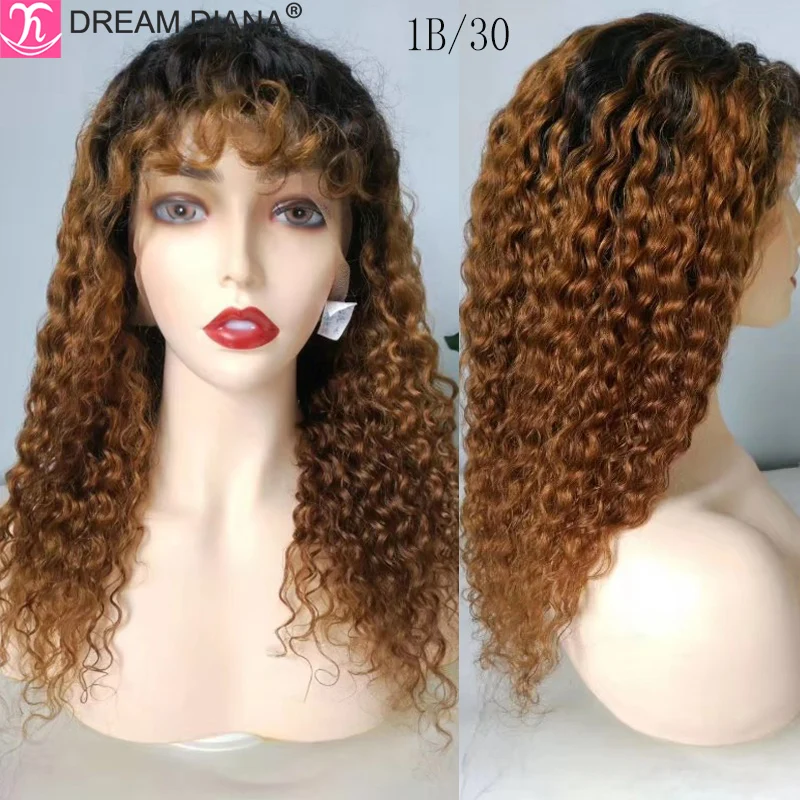 DreamDiana несекущиеся бразильские вьющиеся волосы Remy парики с эффектом деграде
