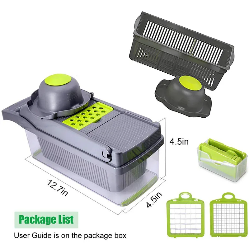 Vegetable Chopper Spiralizer Food Slicer Grinder Grater Cuber for Onion Carrot Cabbage Potato Garlic Tomato Kitchen Fruit Cutter | Дом и сад