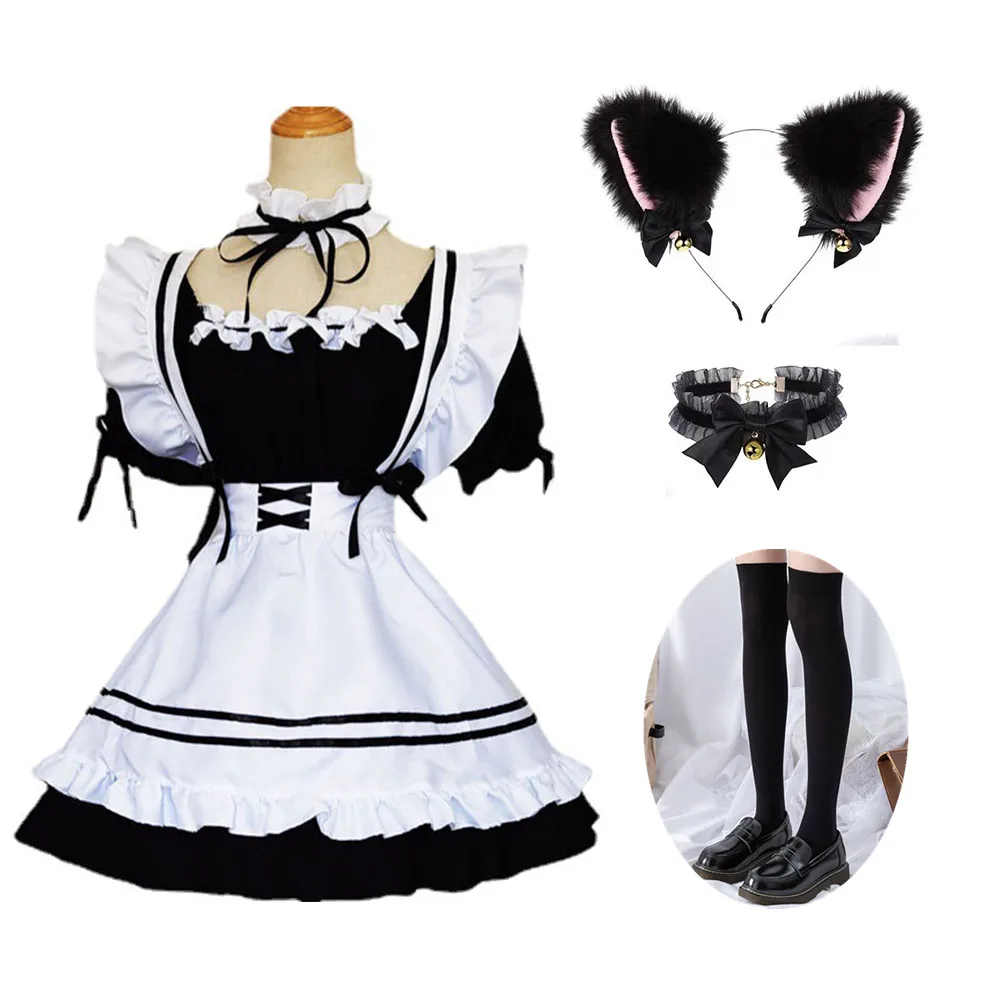 

Miracle Nikki Anime Lolita Maid Costumes Uniform Girls Women Lovely Cat Maid Cosplay Waiter Show Japanese Outfit Dress Clothes