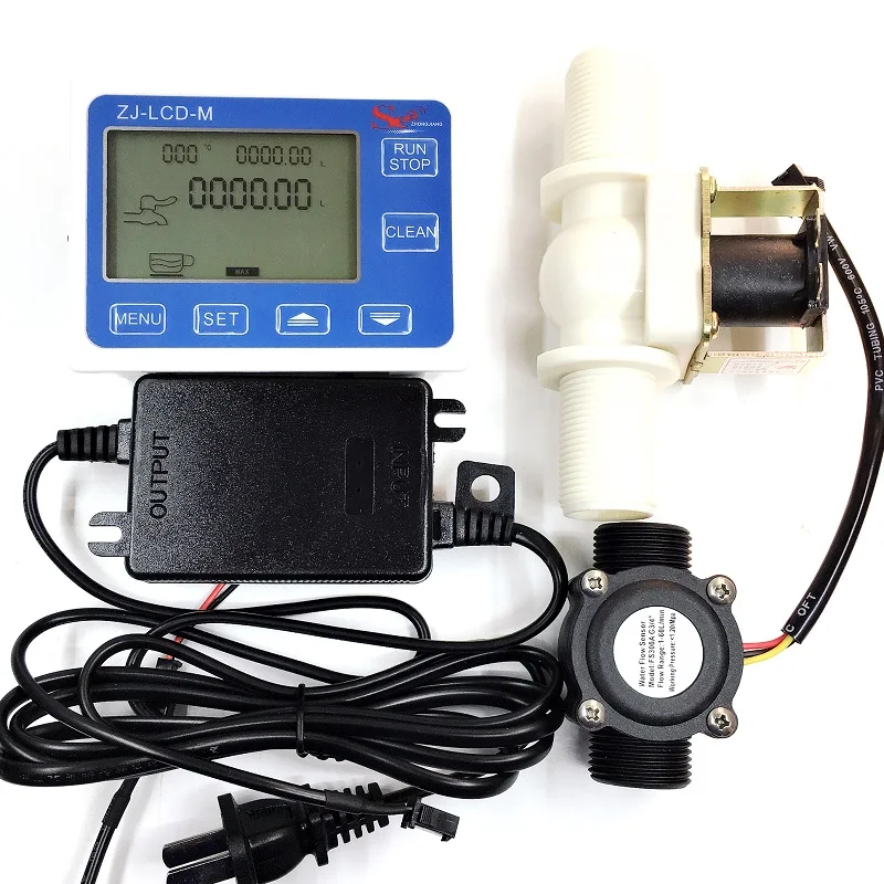 ZJ LCD M метр контроллер + потока Сенсор клапан Питание для воды Жидкость измерения