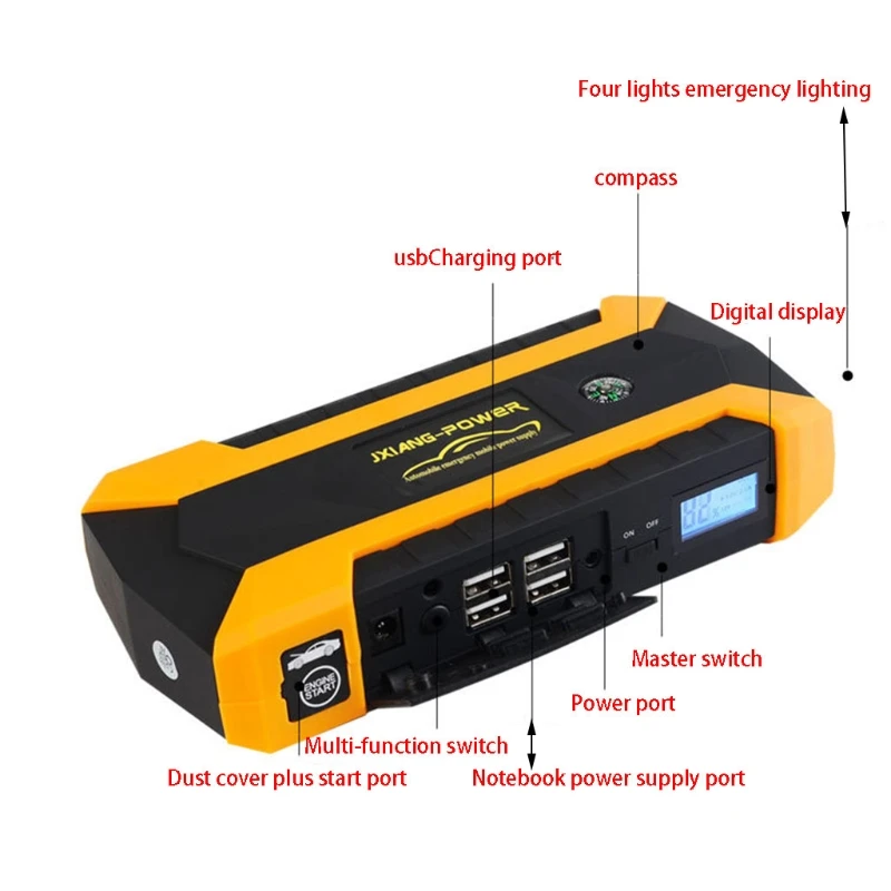 89800mAh 4 USB Портативное автомобильное пусковое устройство, КАРБЮРАТОР бустер зарядное устройство аккумулятор банк питания 87HE