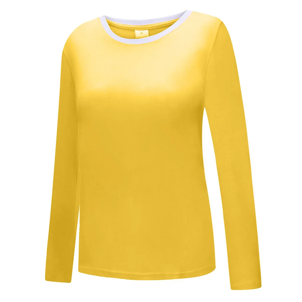 Женская Повседневная Блузка с круглым вырезом свободная однотонная блузка