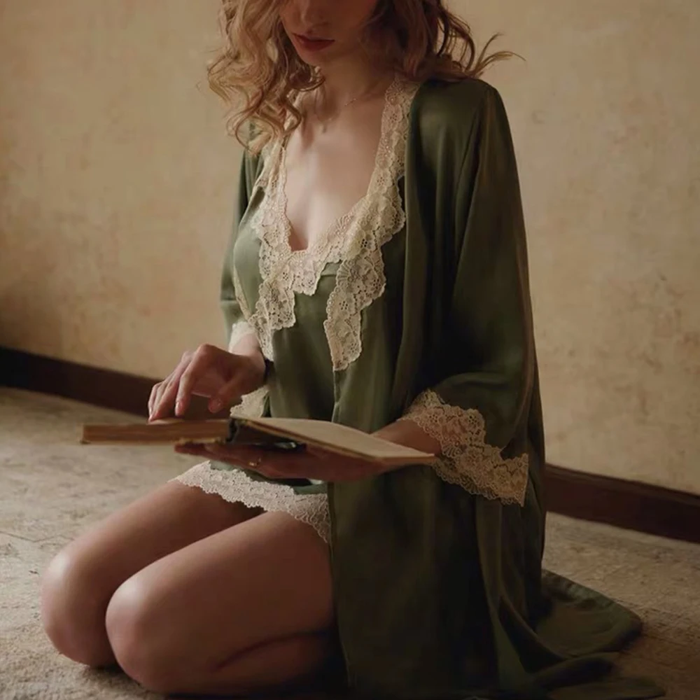 

Green Color Women Erotic Babydolls Lace Sleepwear Lingerie Sleeveless Dress Sexy Spaghetti Strap Nightgowns Christmas Xmas Gift