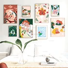 Винтажная Картина на холсте для девочек, Бабочка, голубь, цветок, лист, настенные художественные плакаты и принты в скандинавском стиле, картины для украшения гостиной