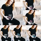 Одежда для беременных для младенцев, 2022, предпочитающаяся футболка 2022, топы, Футболка для беременных, повседневная, лестная, с рюшами сбоку