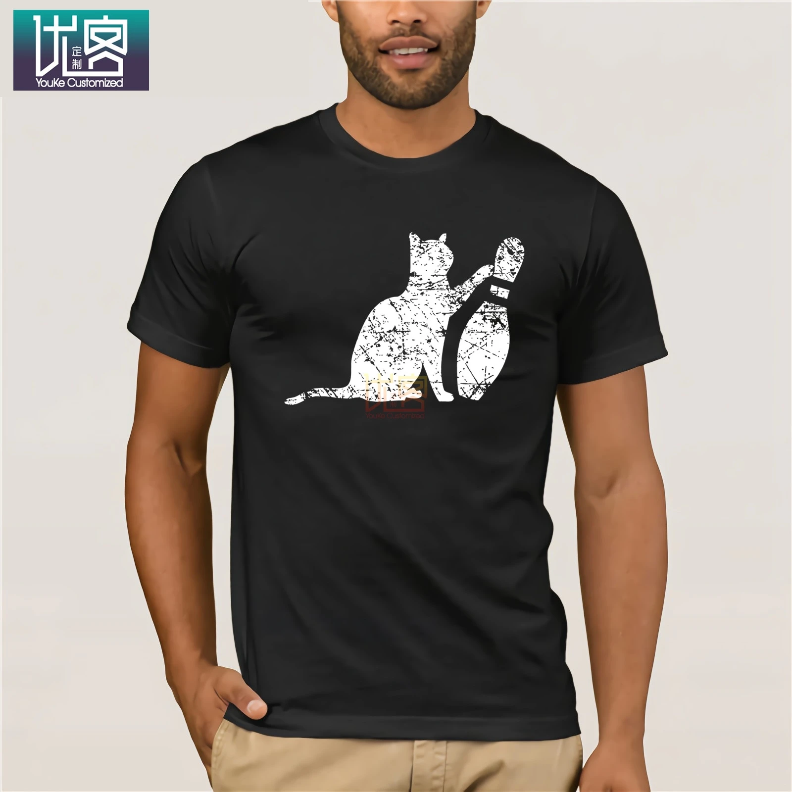 Мужская футболка с коротким рукавом Ornery Alley Cat Tipping Pin забавный подарок для команды