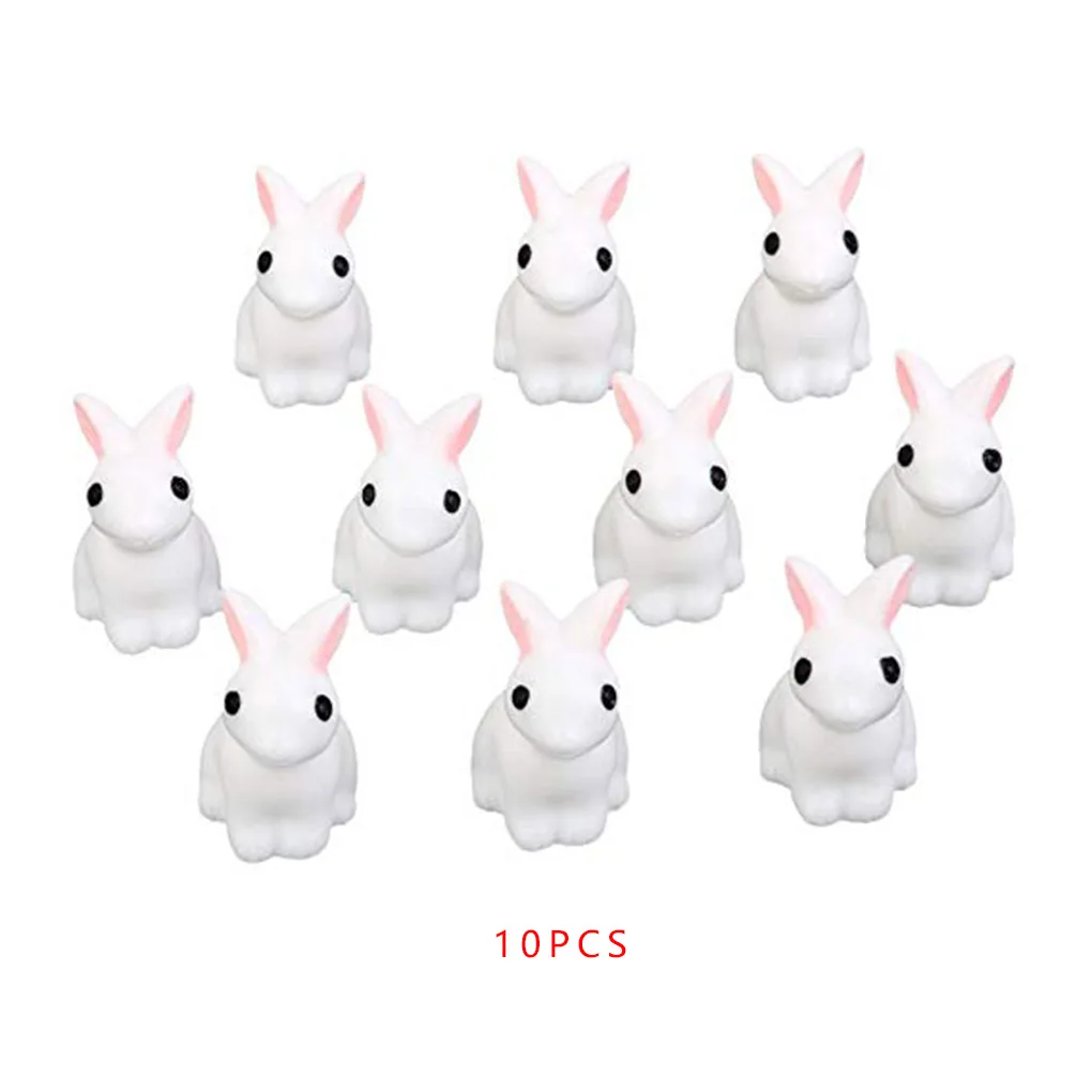 

10pcs Miniature Fairy Garden White Rabbits Mini Decor Accessories Resin Gardening Ornaments Micro Landscape Diy Home Decor