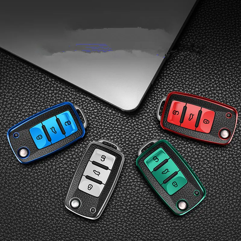 

Leather TPU Car Key Cover Case Shell Keychain For Volkswagen VW Golf Polo Jetta MK6 Passat Lavida B5 B6 B7 Scirocco Octavia Seat