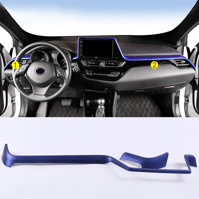

LHD! Car Styling 2PCS ABS Plastic Interior Dashboard Decoration Strips Cover Trim for Toyota C-HR CHR 2016 2017 2018 2019 2020