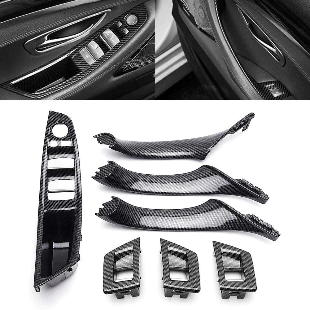 

7 шт./компл. автомобильный внутренний стеклоподъемник переключатель подлокотник панель левосторонний привод отделка для BMW F10 F115 серии 2010-2016 отделка дверной ручки