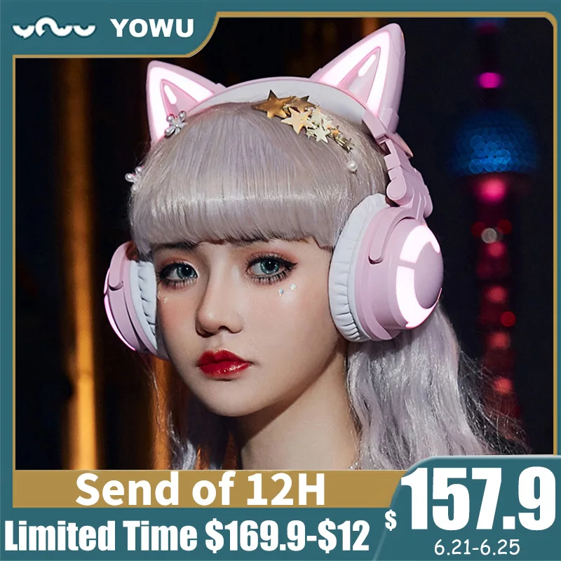 YOWU 3G кошка Беспроводной наушники с цветовой моделью RGB светильник Шум снижение