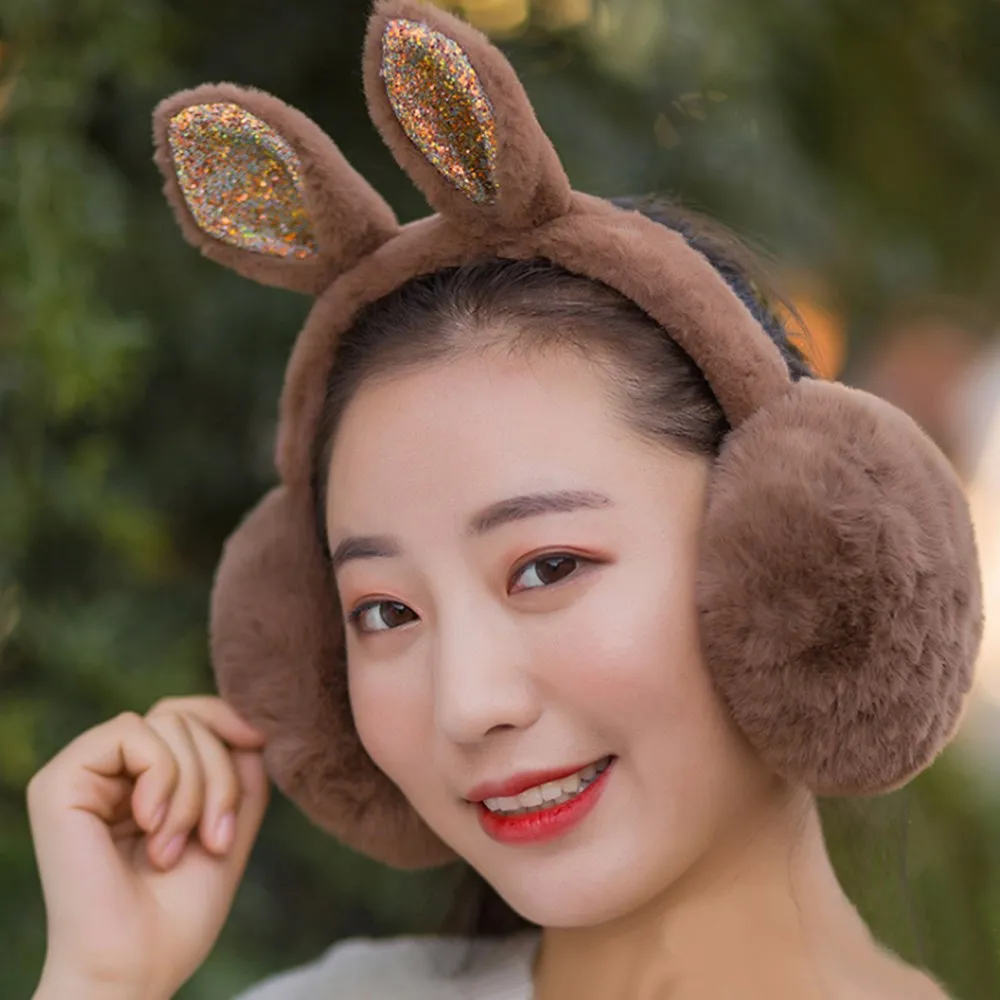 Для женщин зимние Наушники Earwarmers заячьи ушки мочки уха теплые меховые оголовье