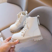 2021 new autumn girls boots leather kids boots double zip design waterproof ankle fashion children boots size 26 36