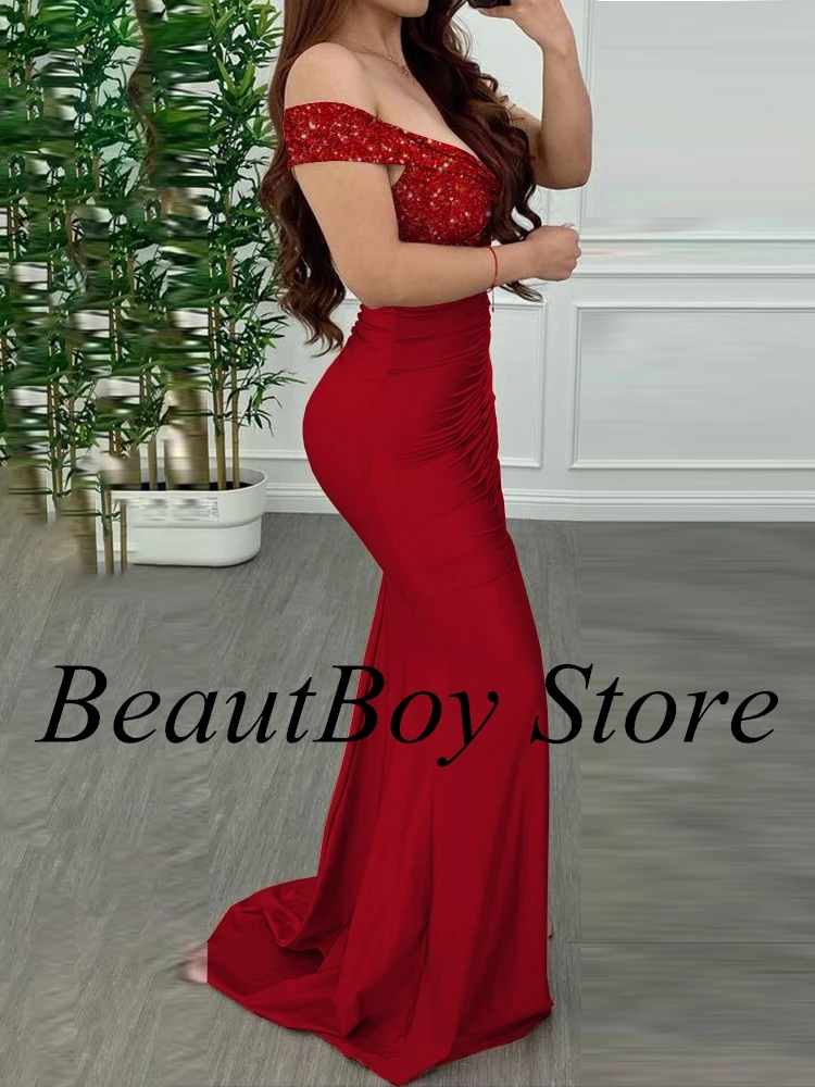 

Sequins Mermaid Prom Dress Patch Twisted Ruched Party Dresses Women Evening Gown robe de soirée femme vestidos de fiesta платье
