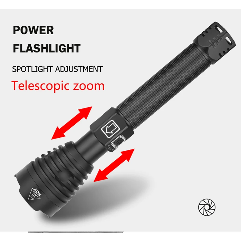 XHP90 мощные аккумуляторные светодиодный фонарик с индикатором батареи