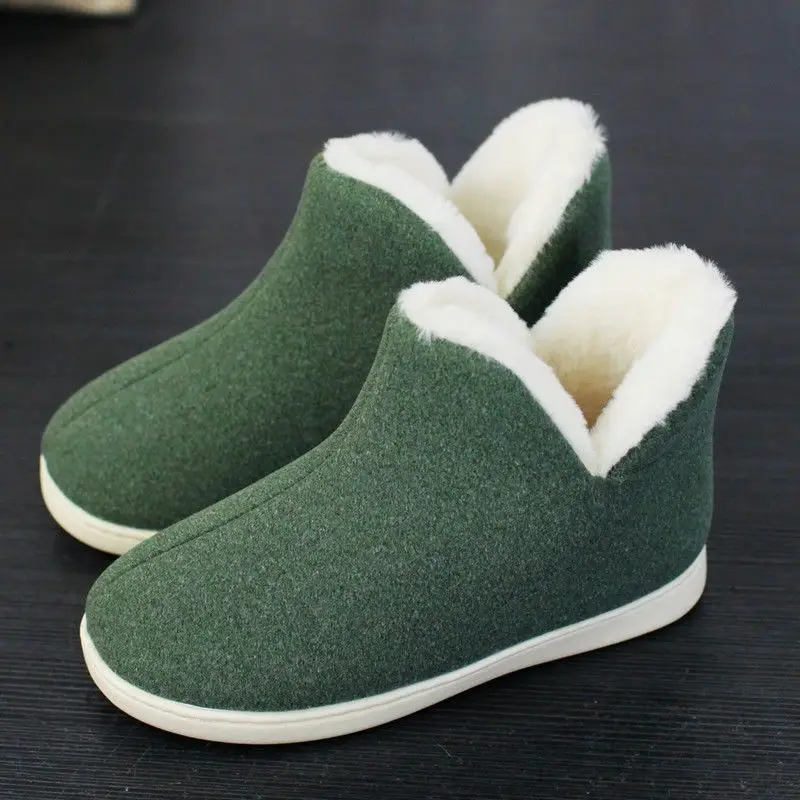 Men Plush Warm Shoes 2023 Anti-slip Fur Furry Faux Suede Brand Slippers Man Women Velvet Shoes