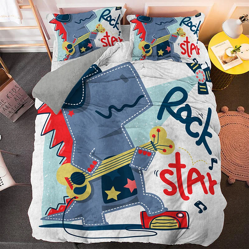 

Animal Dinosaur Bed Sets Boys Bedclothes Childrens Beds Linen 3D Duvet Cover Set For Teens Single Double Queen King Size