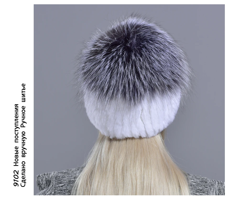 winter women hats fox rabbit fur pompom skullies beanies warm elastic fashionable fluffy thick outdoor stylish natural fur hats