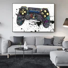 Абстрактный граффити контроллер PlayStation, Картина на холсте, художественный плакат, игровая версия, декор для гостиной и дома