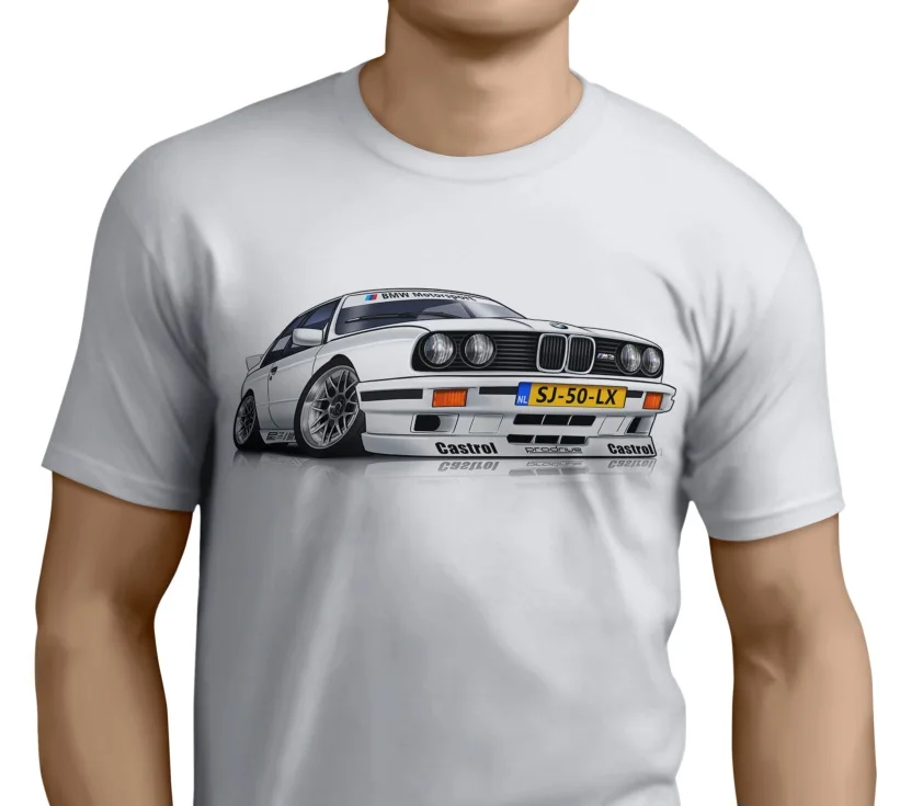 E30 E36 M3 Evo Evolution для мотоспорта автомобилей Белый 100% хлопок короткий рукав